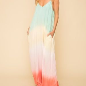 Color Block V-neck Maxi Dress